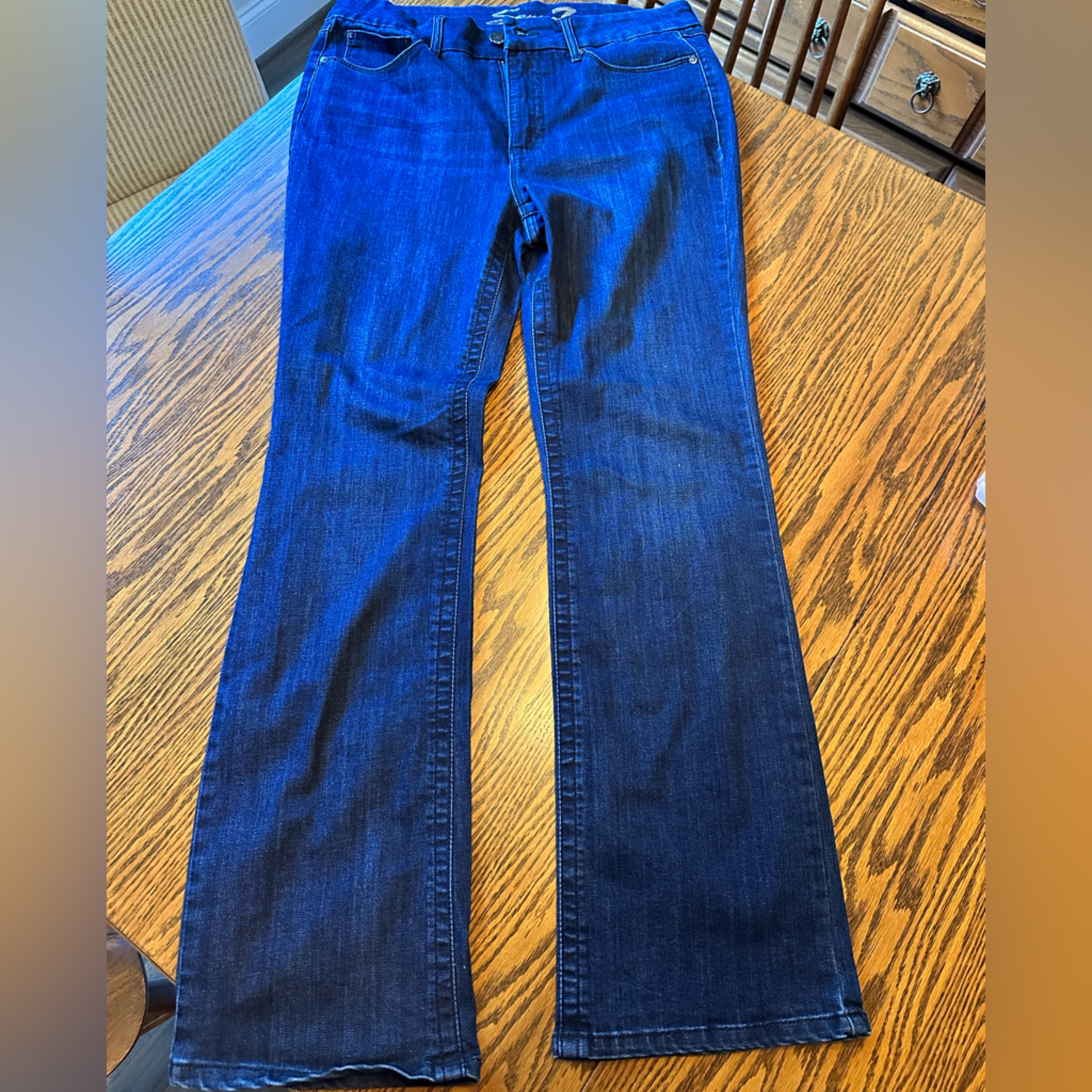 Seven7 Tummyless High Rise Bootcut Stretch Denim Jeans Size 16 Dark Wash Nwot